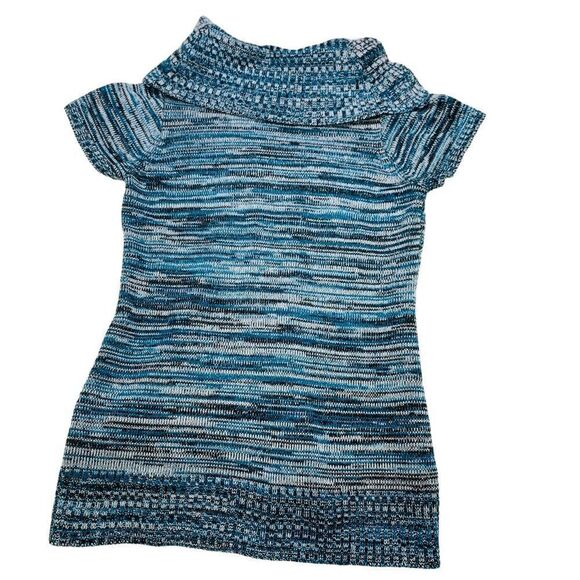 10/$25🦋 NY Collection Blue Short Sleeve Cowl Neck Sweater - Size Large - Picture 7 of 11